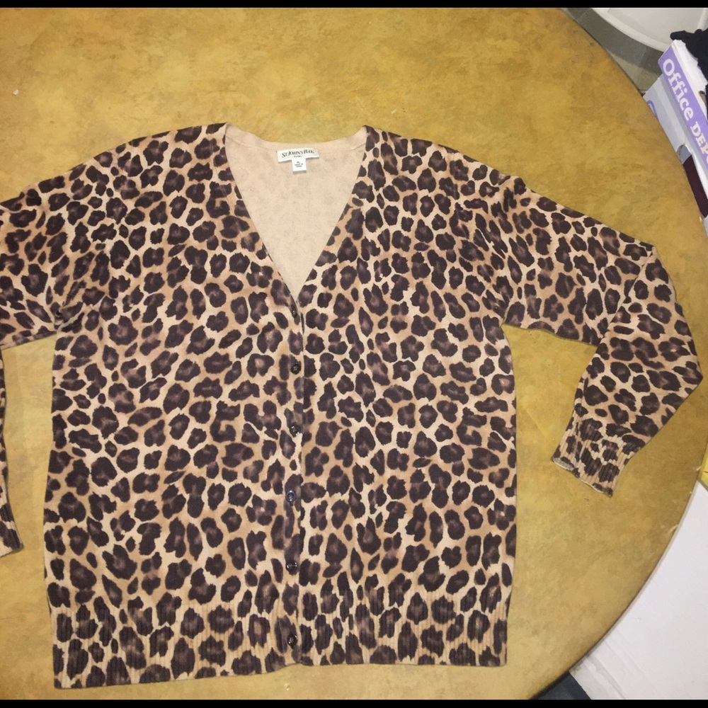 Animal print sweater cardigan - Large petite